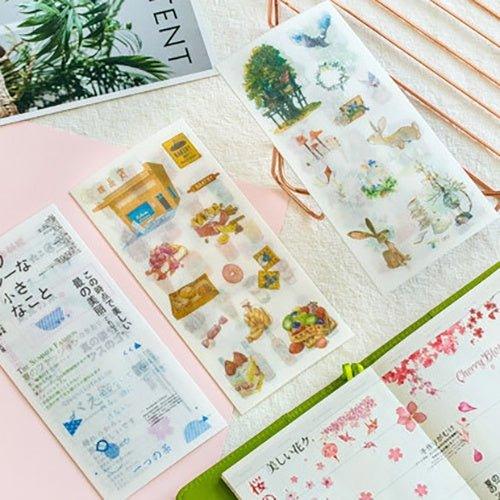 Creative Fresh Watercolor Style Wenqing Illustrations Daily Practical Animals Decorative Stickers Washi Paper Stickers - CHL-STORE 