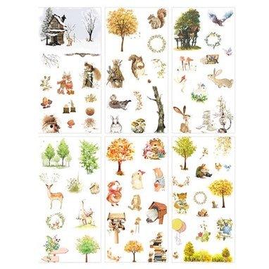 Creative Fresh Watercolor Style Wenqing Illustrations Daily Practical Animals Decorative Stickers Washi Paper Stickers - CHL-STORE 