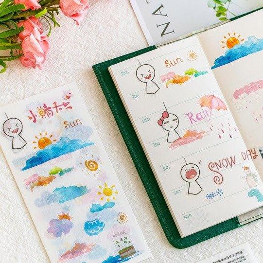 Creative Fresh Watercolor Style Wenqing Illustrations Daily Practical Animals Decorative Stickers Washi Paper Stickers - CHL-STORE 