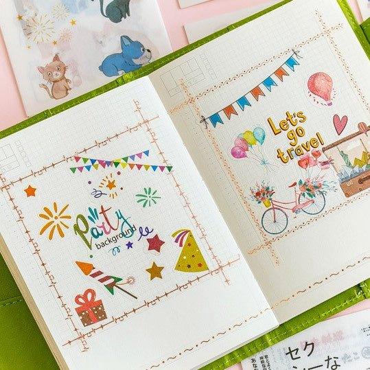 Creative Fresh Watercolor Style Wenqing Illustrations Daily Practical Animals Decorative Stickers Washi Paper Stickers - CHL-STORE 