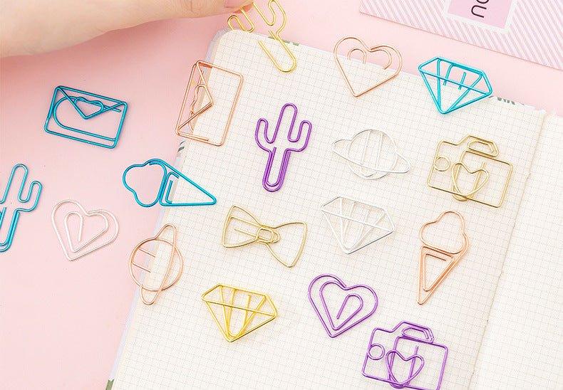 Creative hollow color paper clip Metal shape creative paper clip - CHL-STORE 