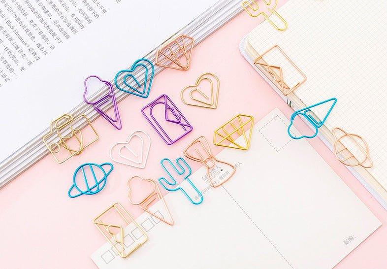 Creative hollow color paper clip Metal shape creative paper clip - CHL-STORE 