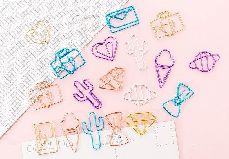 Creative hollow color paper clip Metal shape creative paper clip - CHL-STORE 