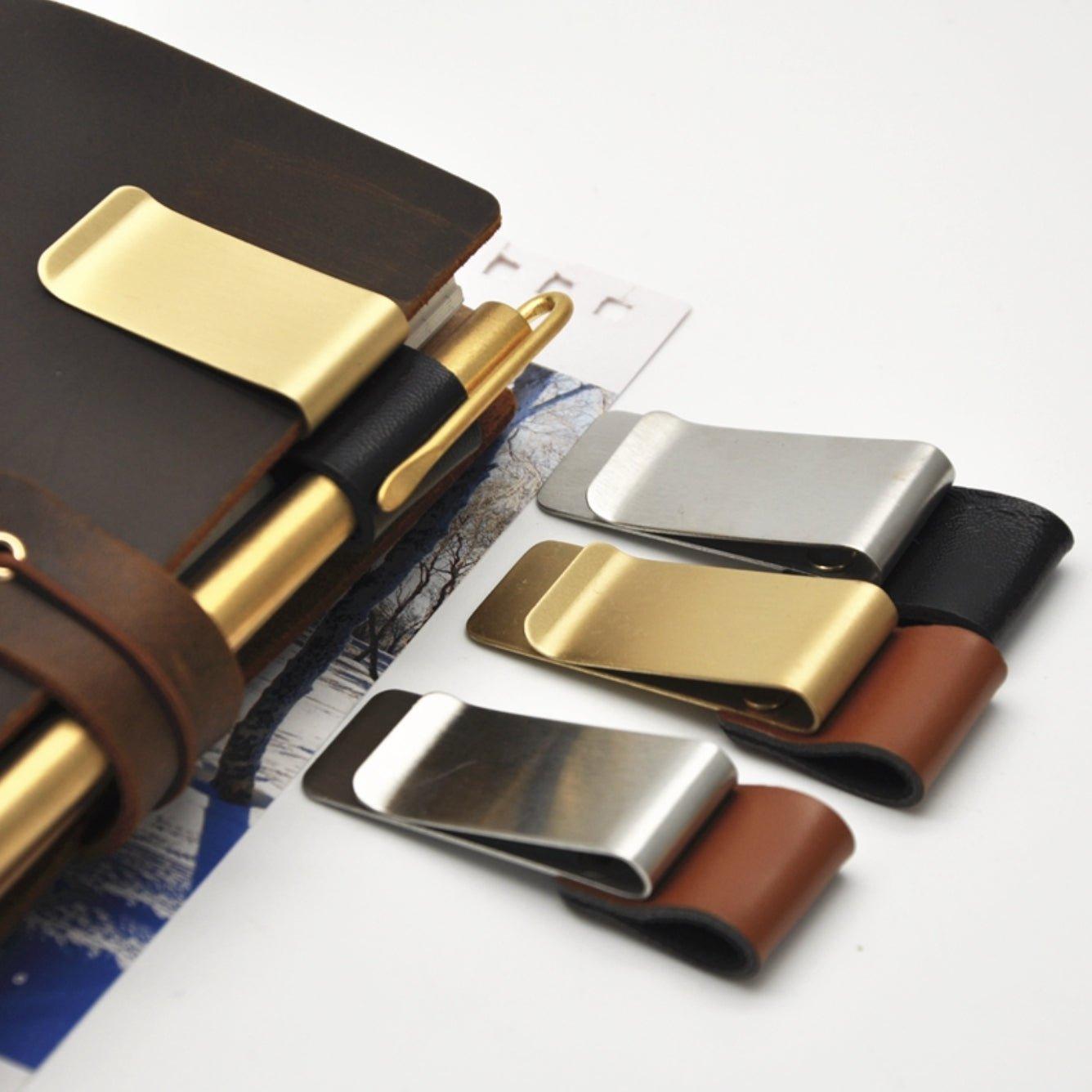 Creative Stationery Travel Outing Meeting Suitable for Notebook Accessories Metal Pen Clip Handbook Pen Clip Loose-leaf Notepad Bill Clip Texture Storage Clip - CHL-STORE 
