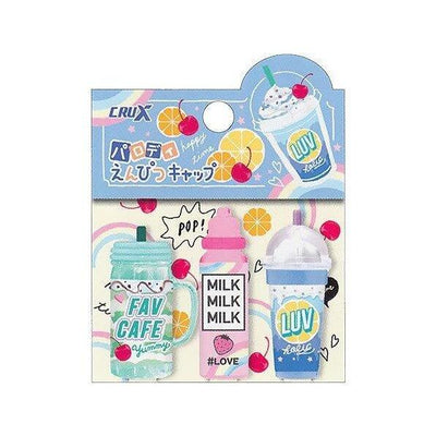CRUX 5505 Cute Beverage Pen Caps Refreshing Drinks Milk Fruit Coffee Pencil Cap Set 3pcs - CHL-STORE 