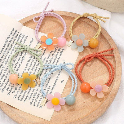 Cute jelly color flowers ponytail hair ring decorative hair ring AC-000010 - CHL-STORE 