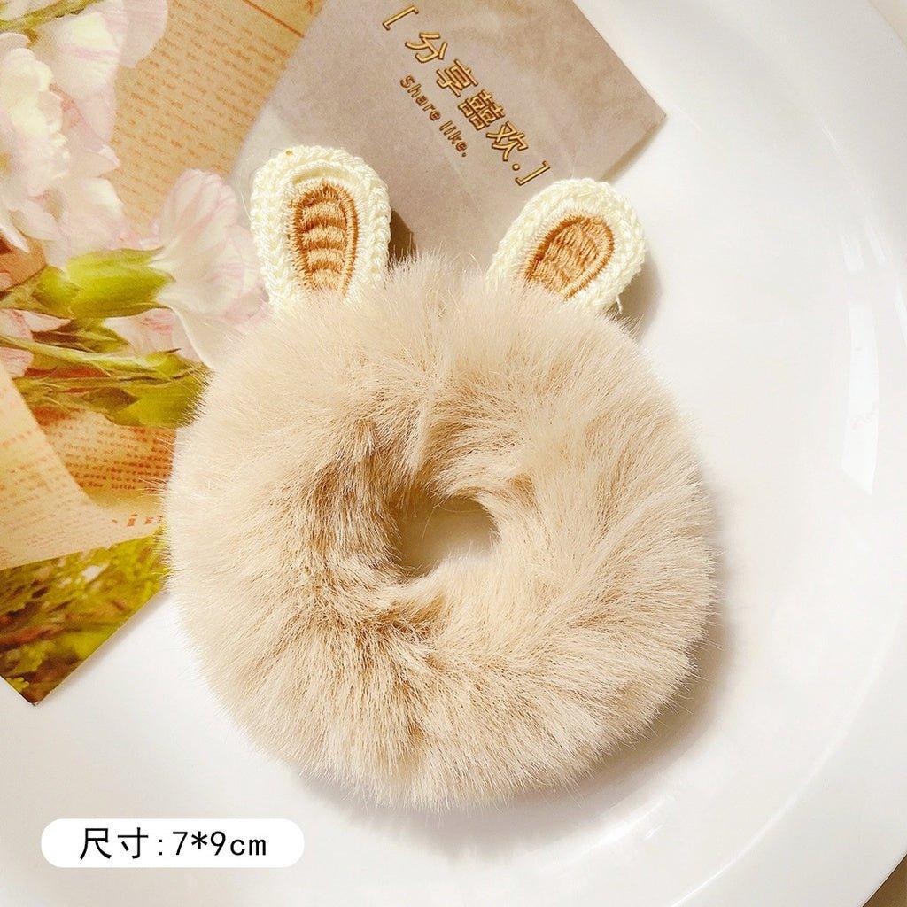 Cute knitted plush hair ring Girl's heart New autumn and winter cartoon hair rope Soft girl hair bandage Hair accessories Head rope - CHL-STORE 