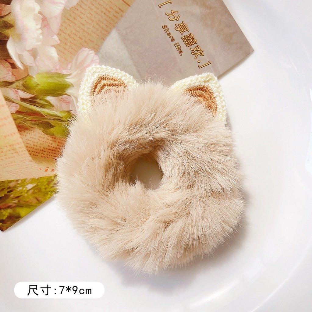 Cute knitted plush hair ring Girl's heart New autumn and winter cartoon hair rope Soft girl hair bandage Hair accessories Head rope - CHL-STORE 