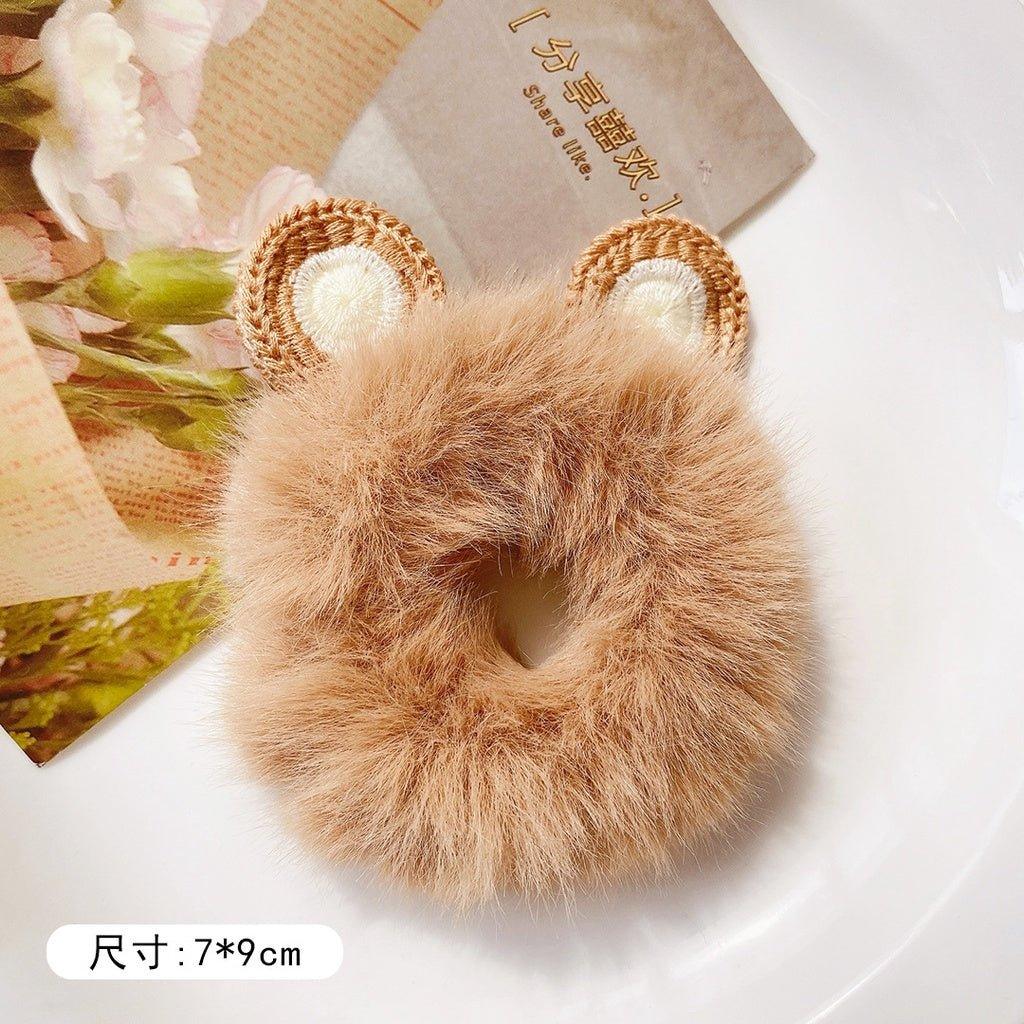 Cute knitted plush hair ring Girl's heart New autumn and winter cartoon hair rope Soft girl hair bandage Hair accessories Head rope - CHL-STORE 