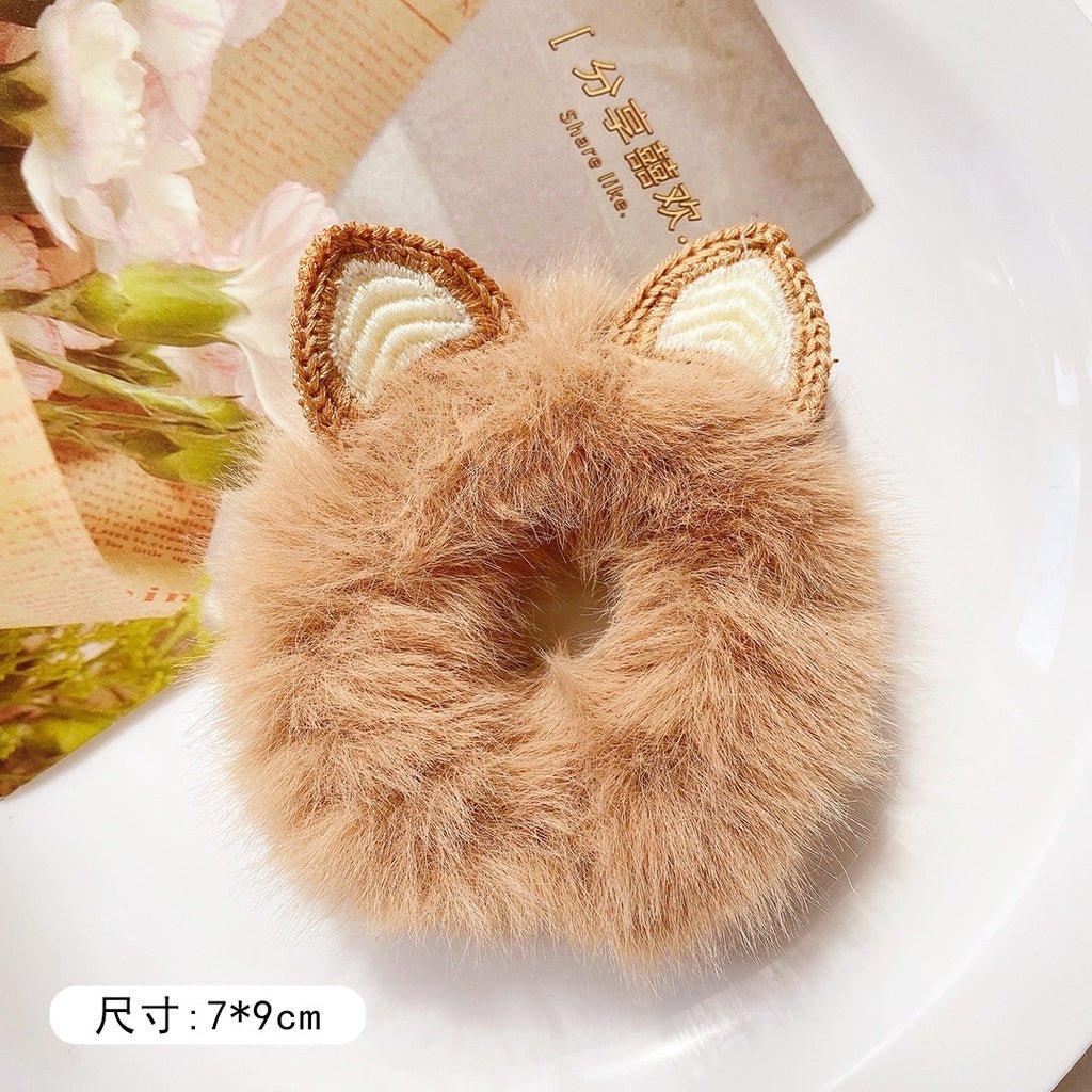 Cute knitted plush hair ring Girl's heart New autumn and winter cartoon hair rope Soft girl hair bandage Hair accessories Head rope - CHL-STORE 