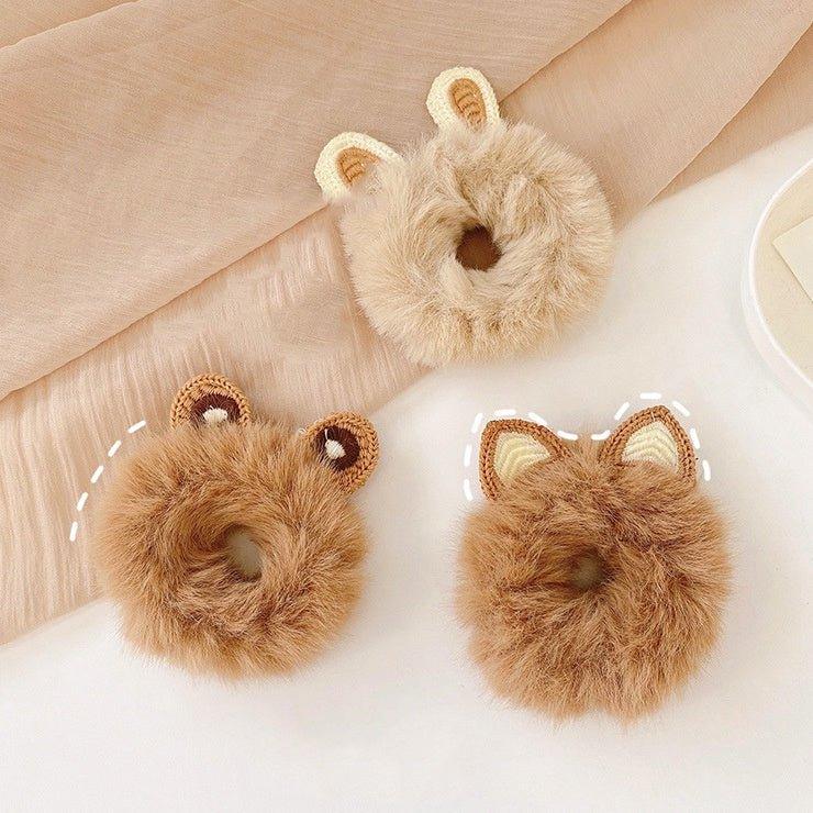 Cute knitted plush hair ring Girl's heart New autumn and winter cartoon hair rope Soft girl hair bandage Hair accessories Head rope - CHL-STORE 