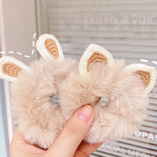 Cute knitted plush hair ring Girl's heart New autumn and winter cartoon hair rope Soft girl hair bandage Hair accessories Head rope - CHL-STORE 