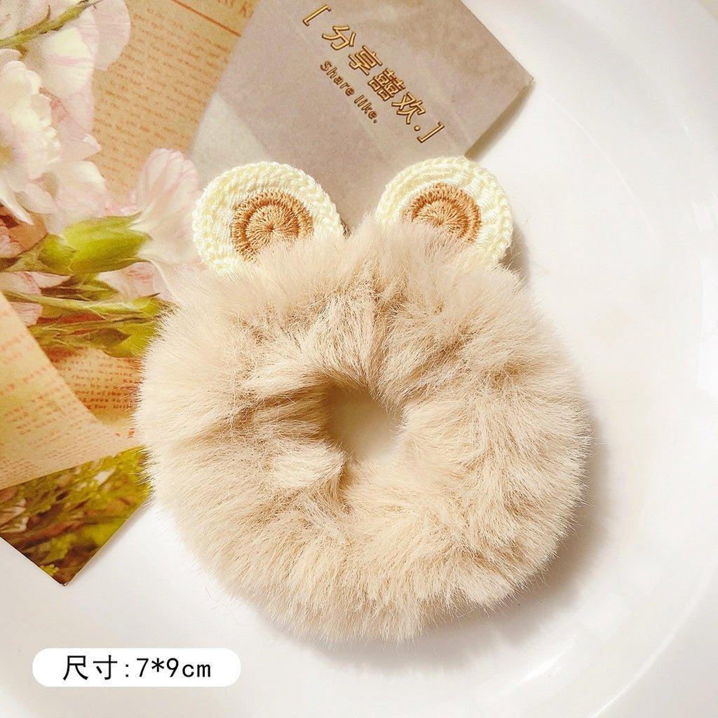 Cute knitted plush hair ring Girl's heart New autumn and winter cartoon hair rope Soft girl hair bandage Hair accessories Head rope - CHL-STORE 