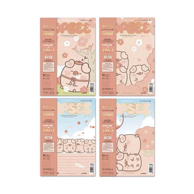 Cute original Jiji pig cherry blossom series wireless binding notebook B5 horizontal line notebook random shipment - CHL-STORE 