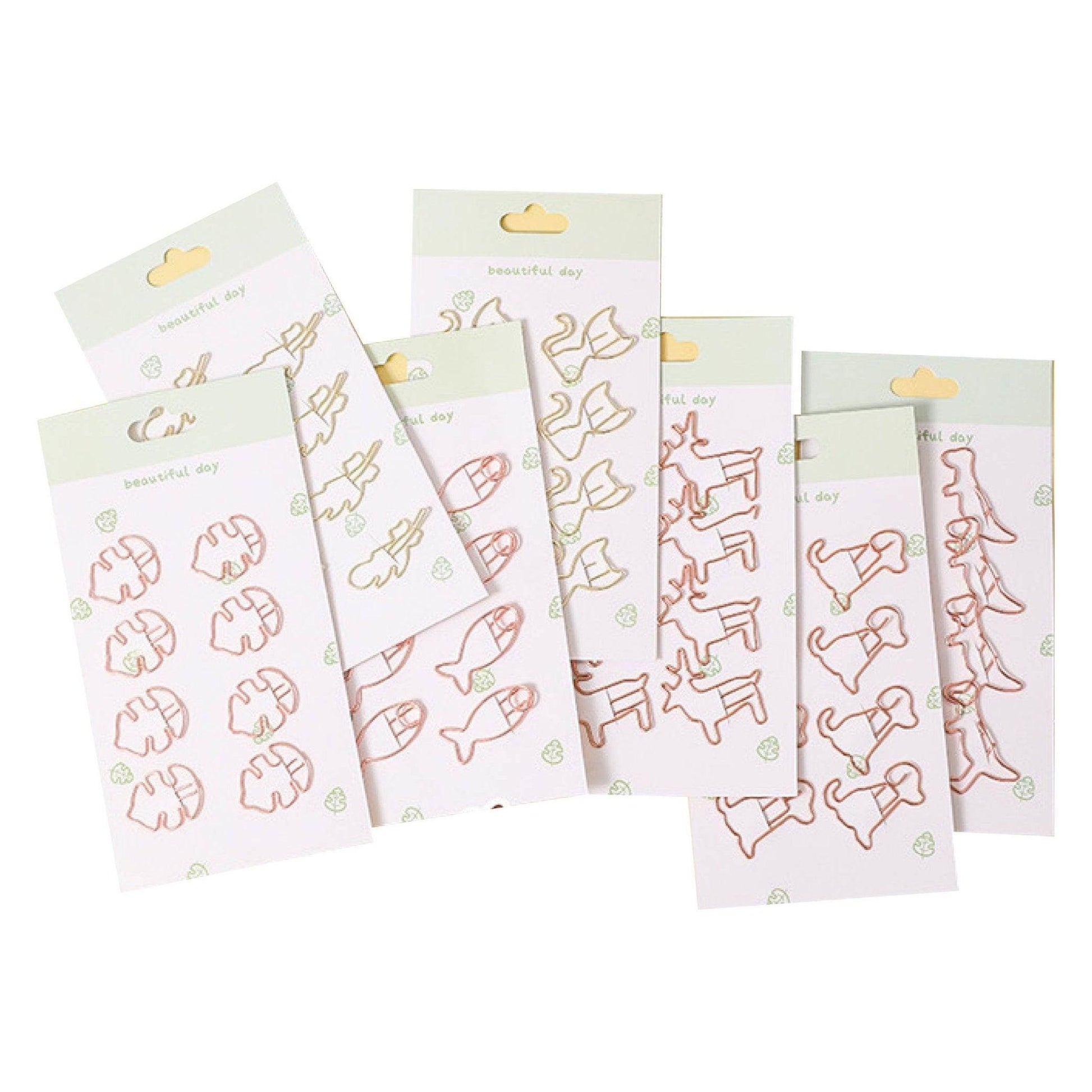 Cute pet metal paper clip hollow bookmark clip 8 pieces NP-070029 - CHL-STORE 