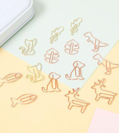 Cute pet metal paper clip hollow bookmark clip 8 pieces NP-070029 - CHL-STORE 