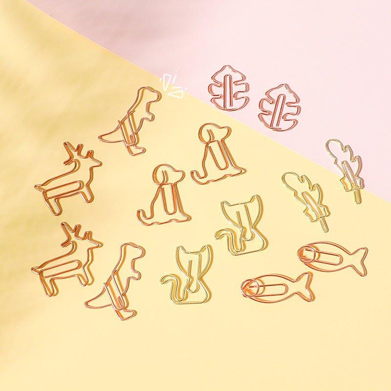 Cute pet metal paper clip hollow bookmark clip 8 pieces NP-070029 - CHL-STORE 