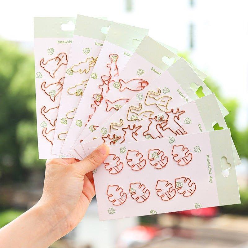 Cute pet metal paper clip hollow bookmark clip 8 pieces NP-070029 - CHL-STORE 