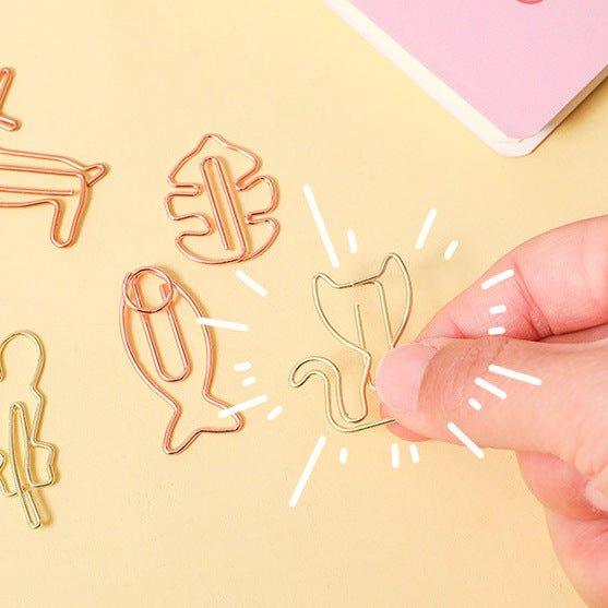 Cute pet metal paper clip hollow bookmark clip 8 pieces NP-070029 - CHL-STORE 