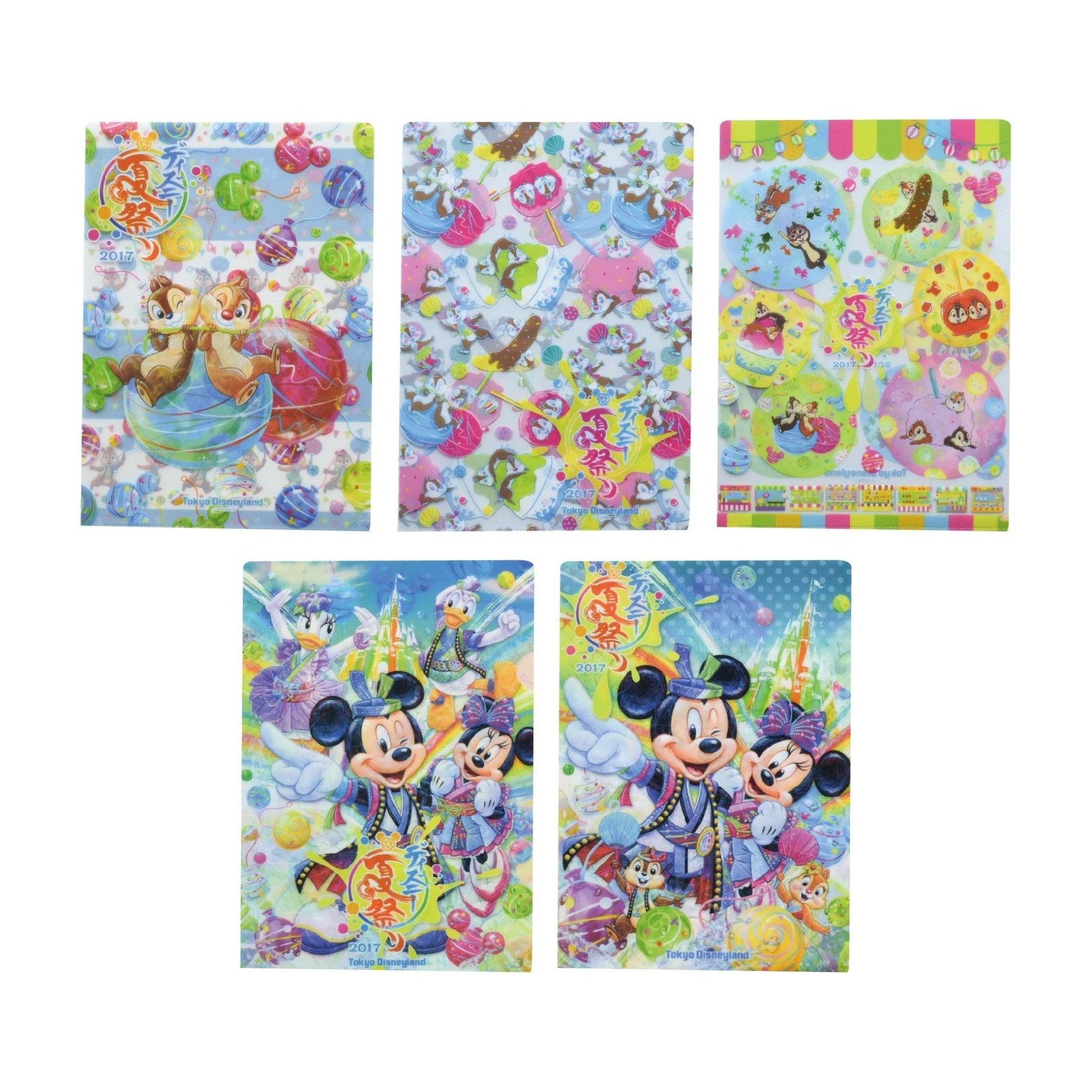 Disney Crayon Style Bright Colors Transparent Design Double Sided Pattern A4 L Type Folder 5 Packs Folder Set - CHL-STORE 