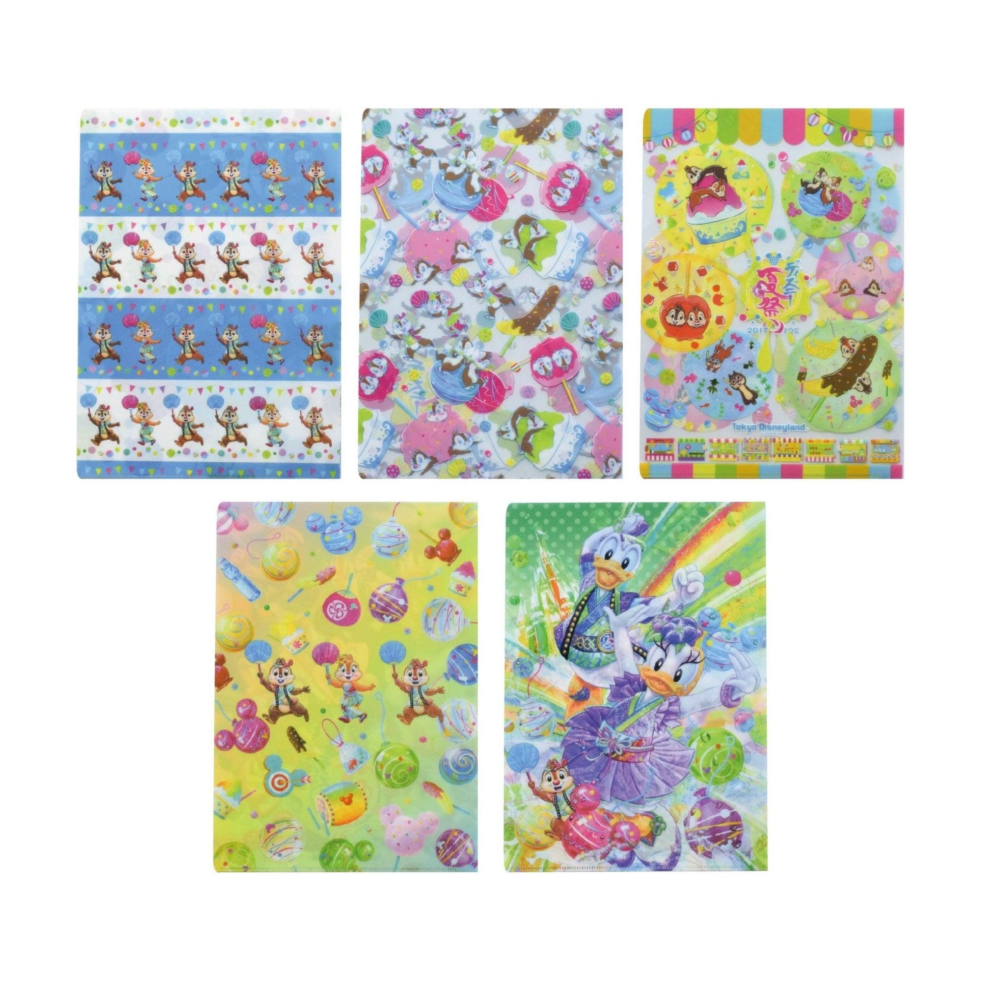 Disney Crayon Style Bright Colors Transparent Design Double Sided Pattern A4 L Type Folder 5 Packs Folder Set - CHL-STORE 