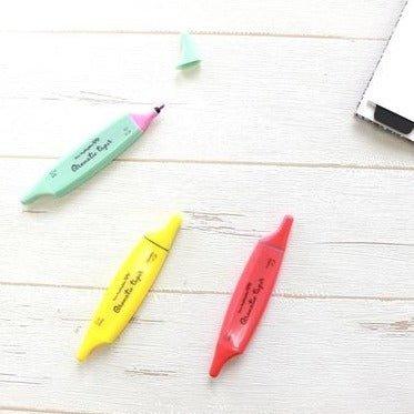 Epoch 623-0180 two-color scented highlighter double-headed highlighter green pink lightweight portable note draw focus - CHL-STORE 