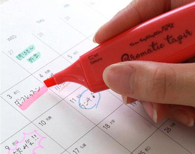 Epoch 623-0180 two-color scented highlighter double-headed highlighter green pink lightweight portable note draw focus - CHL-STORE 