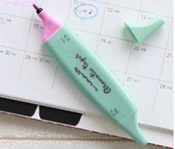 Epoch 623-0180 two-color scented highlighter double-headed highlighter green pink lightweight portable note draw focus - CHL-STORE 