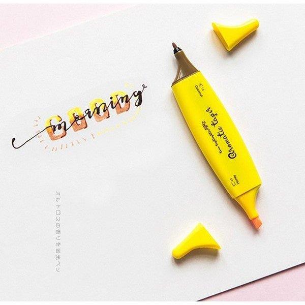 Epoch 623-0180 two-color scented highlighter double-headed highlighter green pink lightweight portable note draw focus - CHL-STORE 