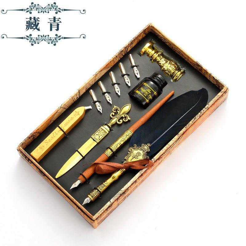 European Quill Pen Dip Pen Letter Opener Metal Stamp Wenqing Set NP-010002 - CHL-STORE 