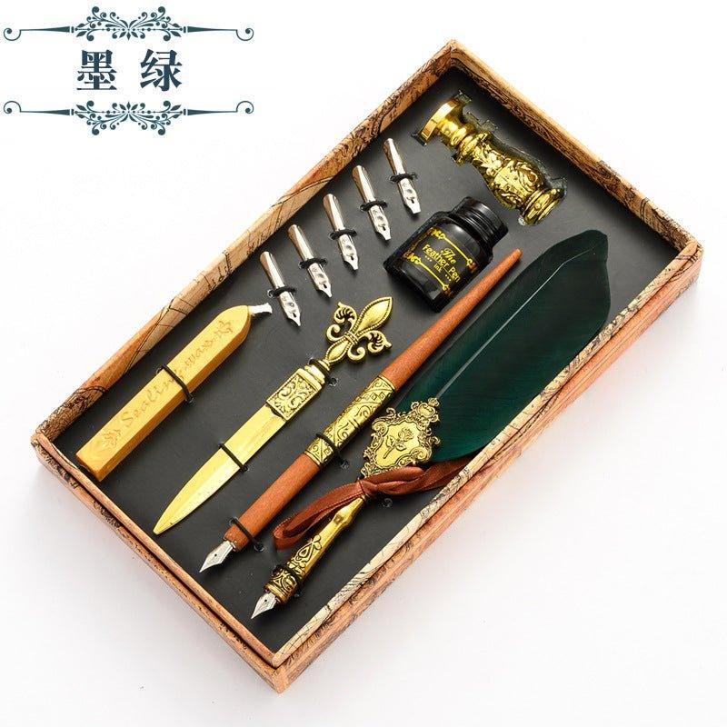 European Quill Pen Dip Pen Letter Opener Metal Stamp Wenqing Set NP-010002 - CHL-STORE 