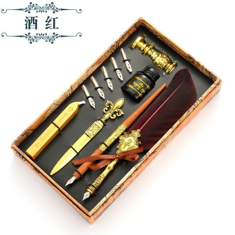European Quill Pen Dip Pen Letter Opener Metal Stamp Wenqing Set NP-010002 - CHL-STORE 