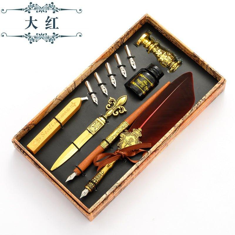 European Quill Pen Dip Pen Letter Opener Metal Stamp Wenqing Set NP-010002 - CHL-STORE 