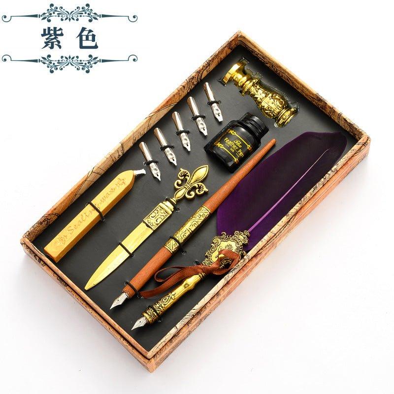 European Quill Pen Dip Pen Letter Opener Metal Stamp Wenqing Set NP-010002 - CHL-STORE 