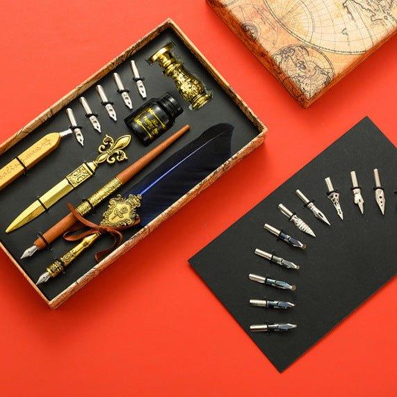 European Quill Pen Dip Pen Letter Opener Metal Stamp Wenqing Set NP-010002 - CHL-STORE 