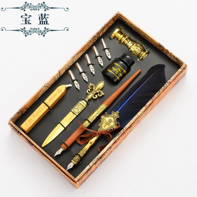 European Quill Pen Dip Pen Letter Opener Metal Stamp Wenqing Set NP-010002 - CHL-STORE 