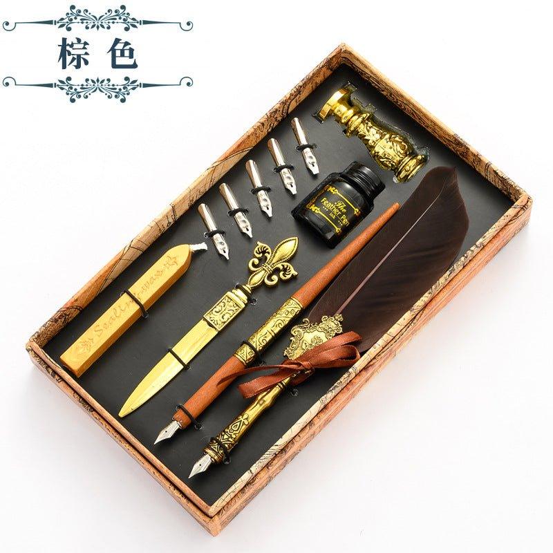 European Quill Pen Dip Pen Letter Opener Metal Stamp Wenqing Set NP-010002 - CHL-STORE 