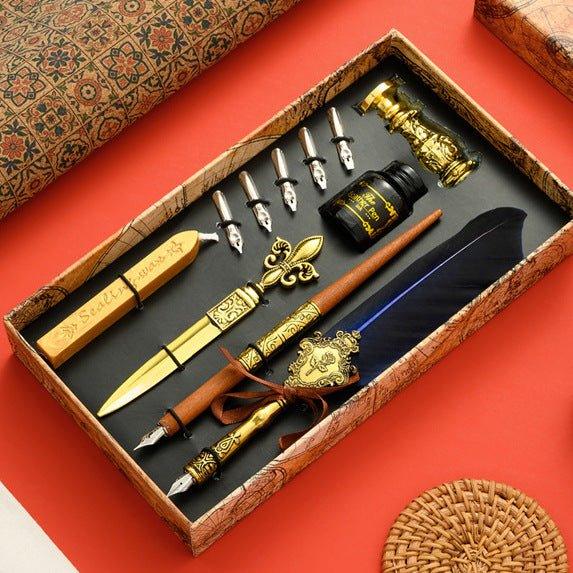 European Quill Pen Dip Pen Letter Opener Metal Stamp Wenqing Set NP-010002 - CHL-STORE 