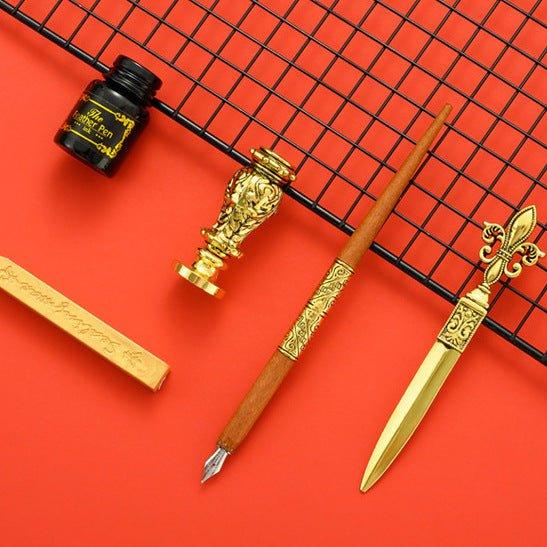 European Quill Pen Dip Pen Letter Opener Metal Stamp Wenqing Set NP-010002 - CHL-STORE 
