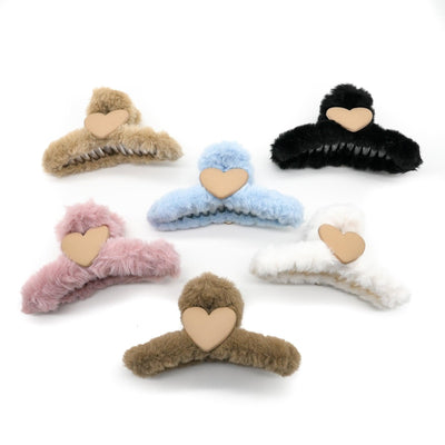 Heart Plush Hair Clip ６colors AC-010002 - CHL-STORE 