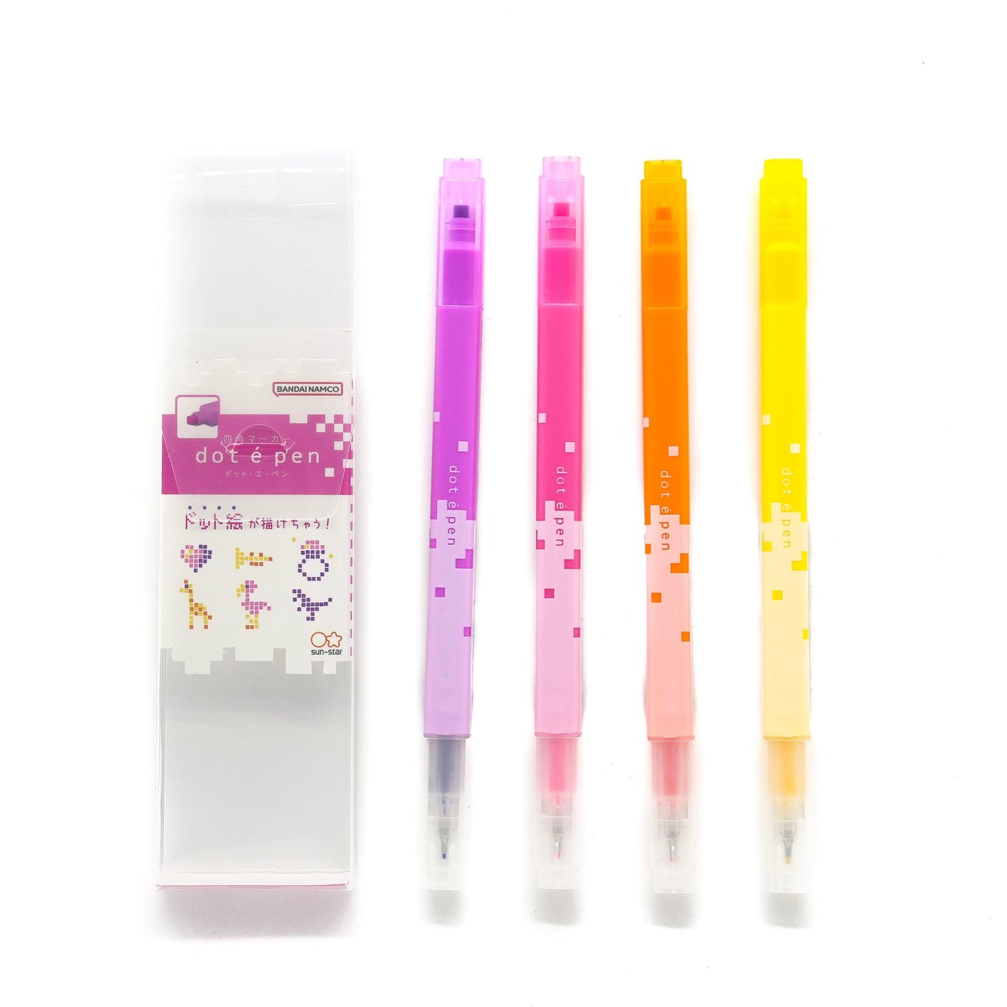 Highlighter Sun-star dot e pen Water-based Four Corners 2 Brushes Marker Painting Marker Art Supplies Stationery Creativity Art Student Office Girls 4 Color Set S4541 - CHL-STORE 