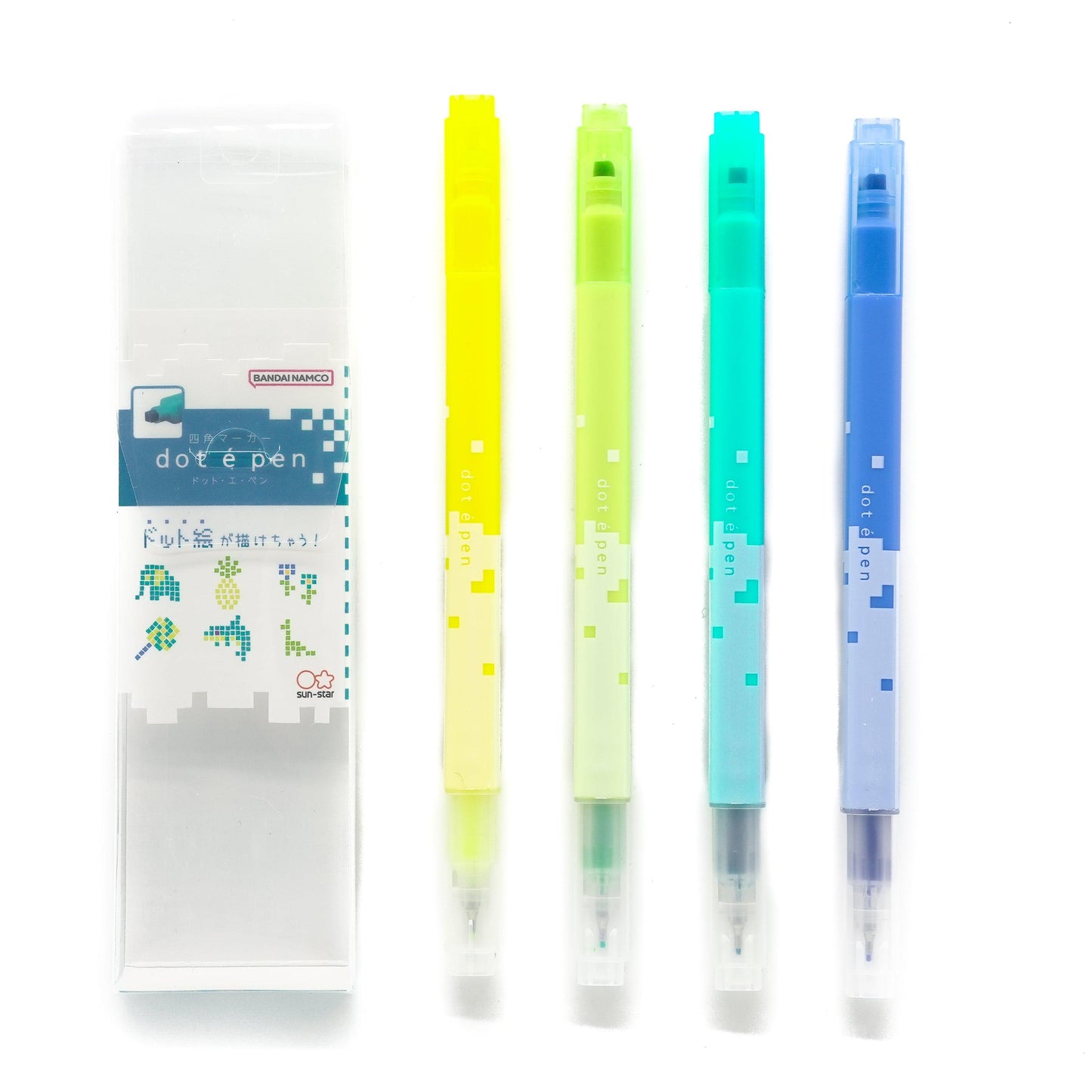 Highlighter Sun-star dot e pen Water-based Four Corners 2 Brushes Marker Painting Marker Art Supplies Stationery Creativity Art Student Office Girls 4 Color Set S4541 - CHL-STORE 