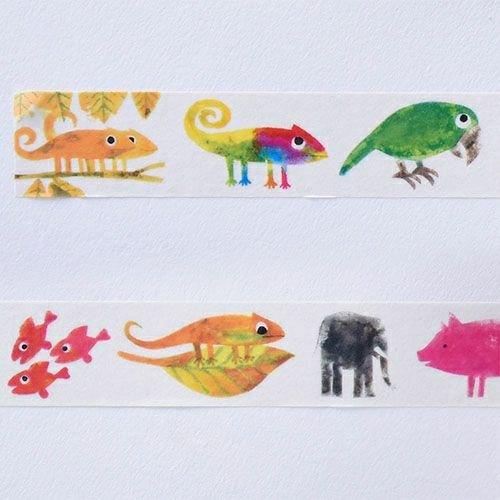 HYOGENSHA NO.22-644 A color of his own Japanese illustrator Illustration paper tape Cute animal paper tape Childlike paper tape - CHL-STORE 