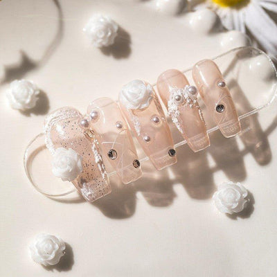 Ice translucent color three-dimensional camellia manicure accessories Light translucent ice translucent pearl color AC-030014 - CHL-STORE 