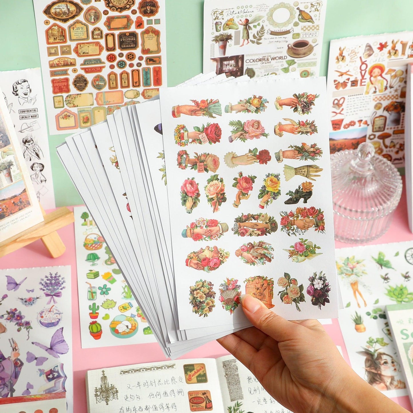 Impression World Series Retro Handbook Stickers Book Handbook Stickers Retro Small Stickers DIY Material Stickers 50 Sheets - CHL-STORE 