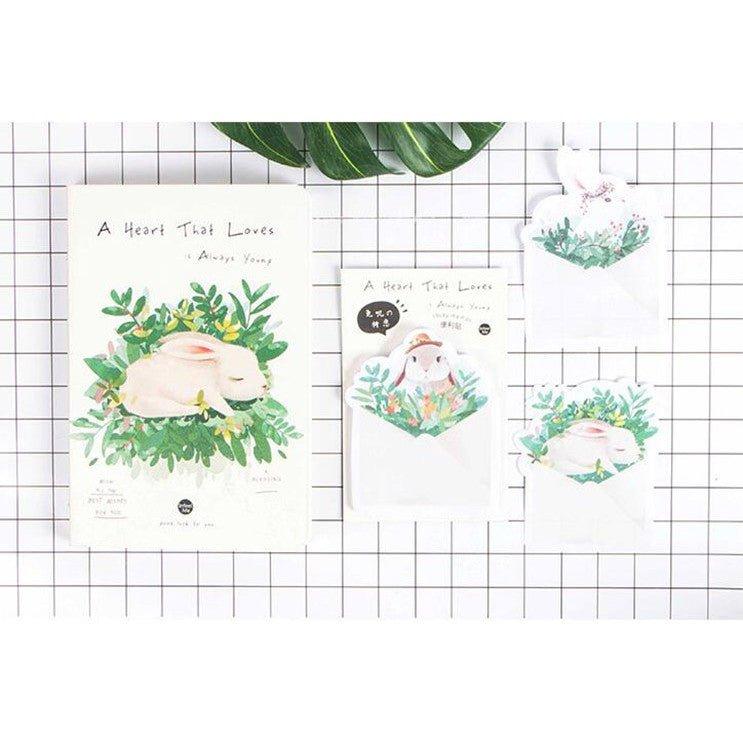 Infeelme Hand-painted Bunny Plant Rabbit's Prayer Modeling Sticky Notes NP-H7TIW-014 - CHL-STORE 