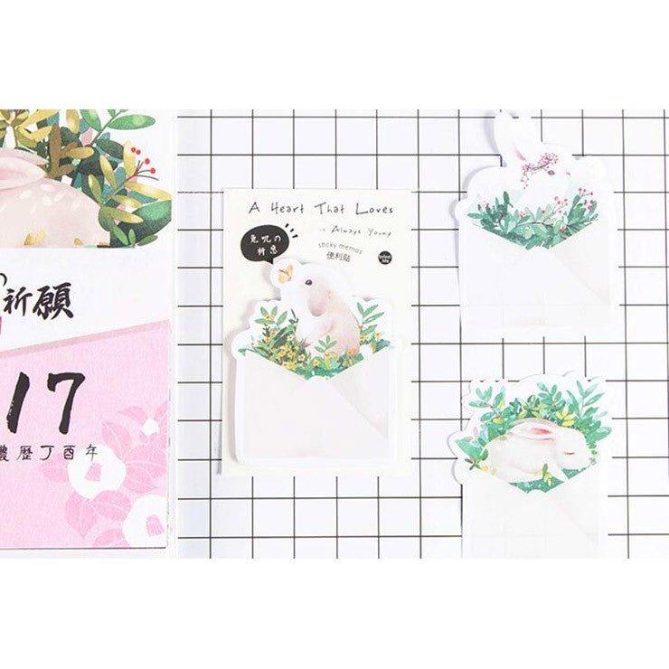 Infeelme Hand-painted Bunny Plant Rabbit's Prayer Modeling Sticky Notes NP-H7TIW-014 - CHL-STORE 