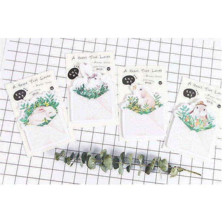 Infeelme Hand-painted Bunny Plant Rabbit's Prayer Modeling Sticky Notes NP-H7TIW-014 - CHL-STORE 