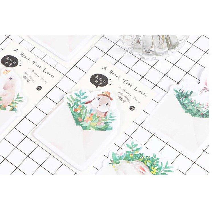 Infeelme Hand-painted Bunny Plant Rabbit's Prayer Modeling Sticky Notes NP-H7TIW-014 - CHL-STORE 
