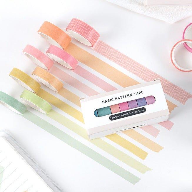 Ins Rainbow Retro Color Decorative Edges Base Paper Tape Set 8 Roll In NP-000140 - CHL-STORE 